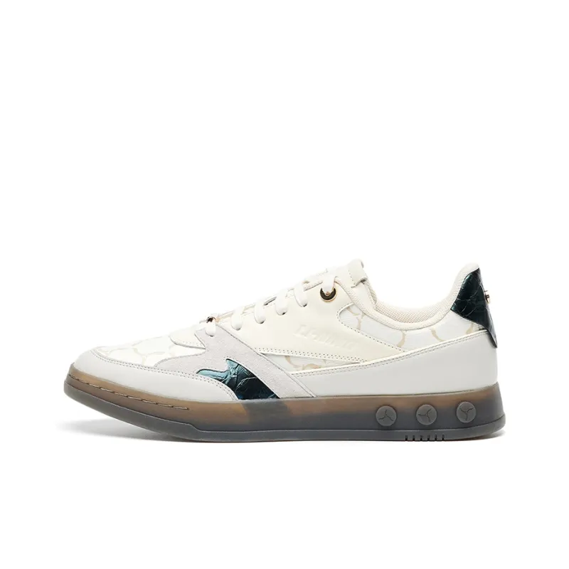 LI NING 1990 Slip Resistant Cushioning Wear Resistant Lightweight Low Top Skateboard Shoes Men's Light Antique Yellow-0