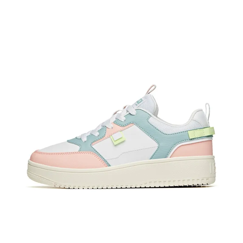 Anta Life Collection Abrasion Resistant Low Top Skateboard Shoes Women's White Cyan Pink-0