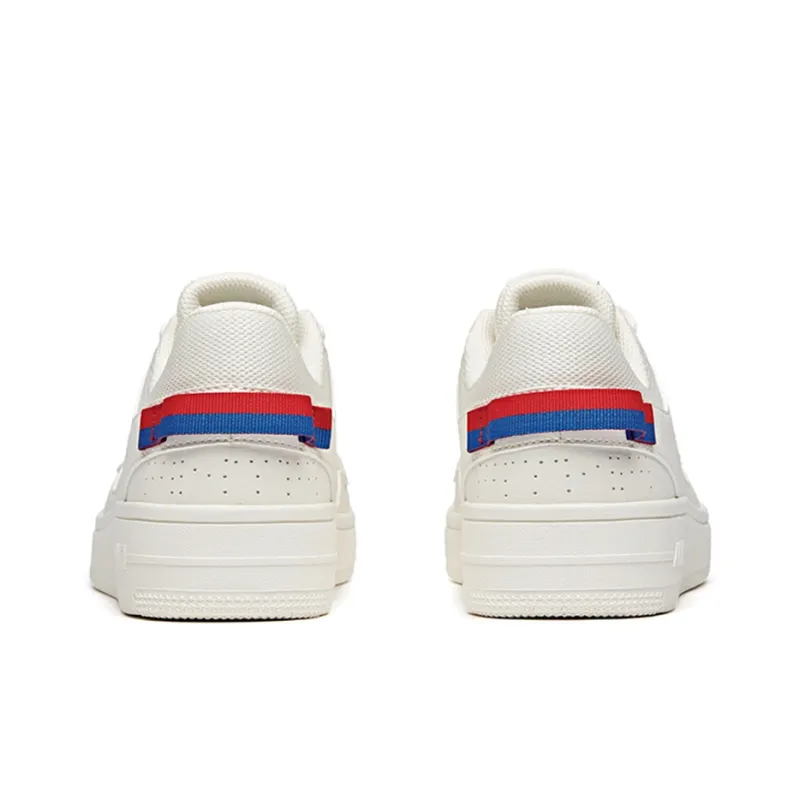 Anta Slip Resistant Coverage Low Top Skateboard Shoes Men's White Blue Red-3