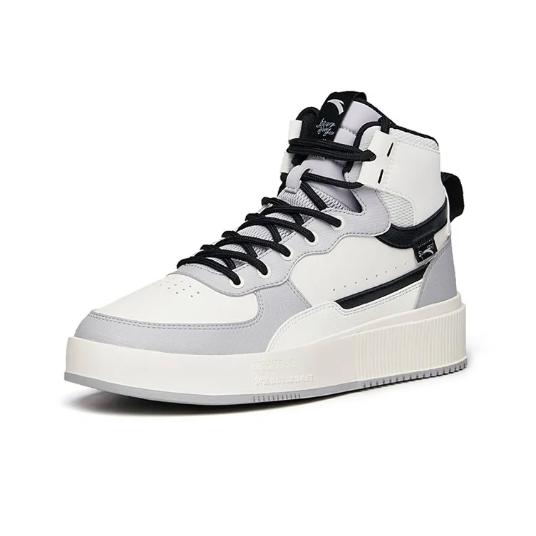 Anta Anti Slip Wear Resistant High Top Skateboard Shoes Men's White Gray-1