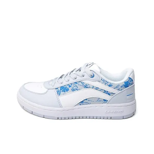 LINING Skateboard Shoes Women's Low-Top White/Arctic Ice Blue/France