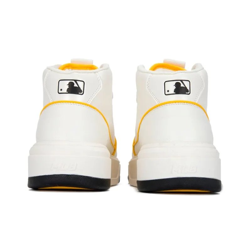 MLB Chunky Liner High Slip Resistant Cushioning Wear Resistant Mid Top Skateboard Shoes Unisex White Yellow-4