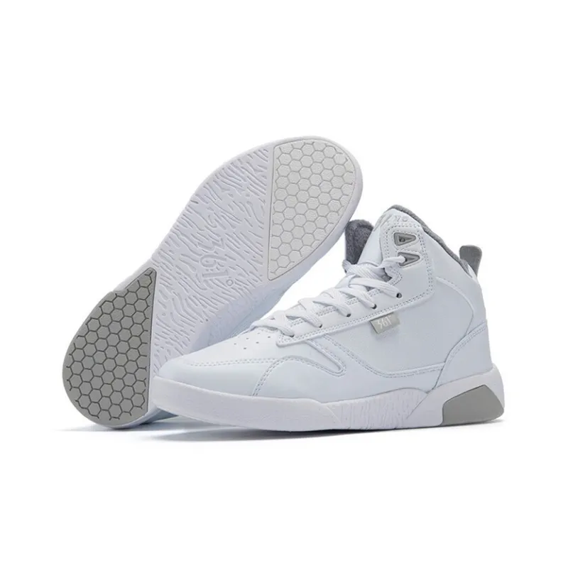 361° Thermal Cushioning Abrasion Resistant High Top Skateboard Shoes Women's White Gray-4