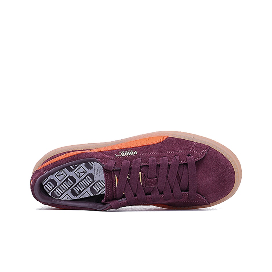 PUMA Suede Series Skateboard Shoes Women s Low Top Burgundy Orange