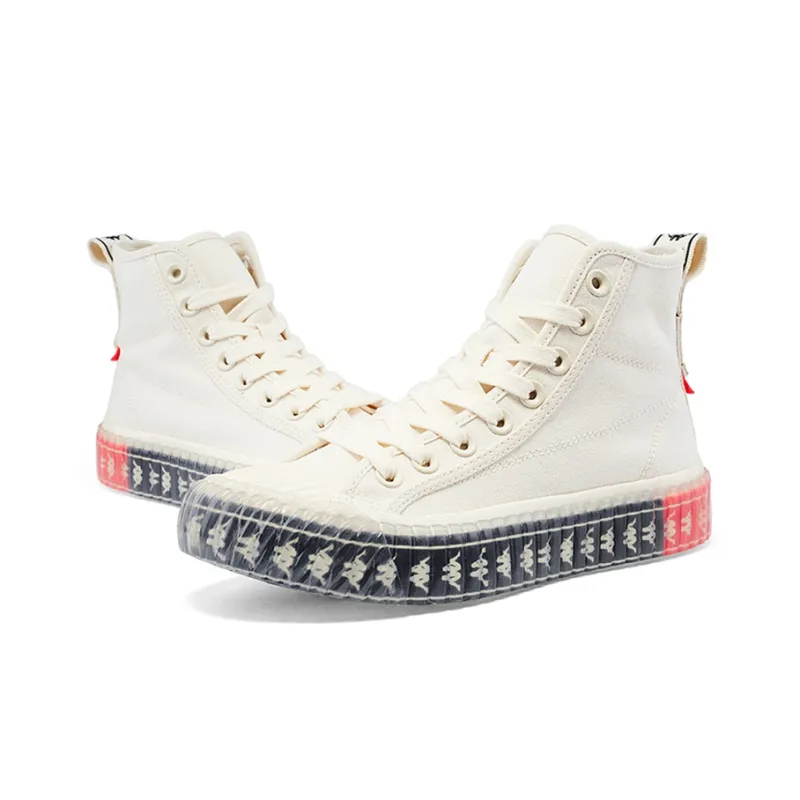 Kappa KOLUMN Breathable Lightweight High Top Skateboard Shoes Unisex White Red-3