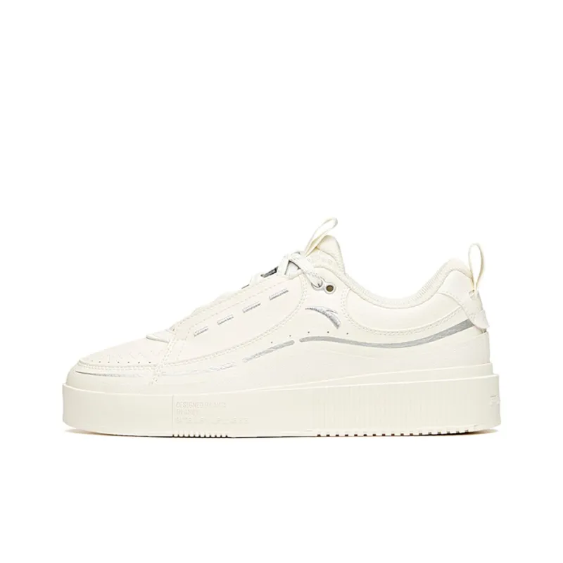 Anta Life Collection Anti Slip Wear Resistant Low Top Skateboard Shoes Men's White Silver-0