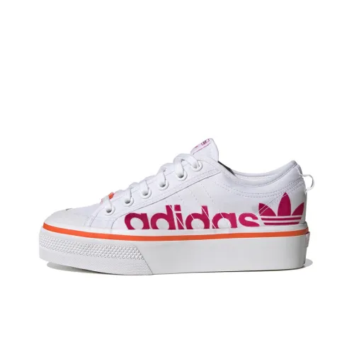 Adidas Originals NIZZA Originals Platform Low-Top Skateboard Shoes Women's White Pink Orange