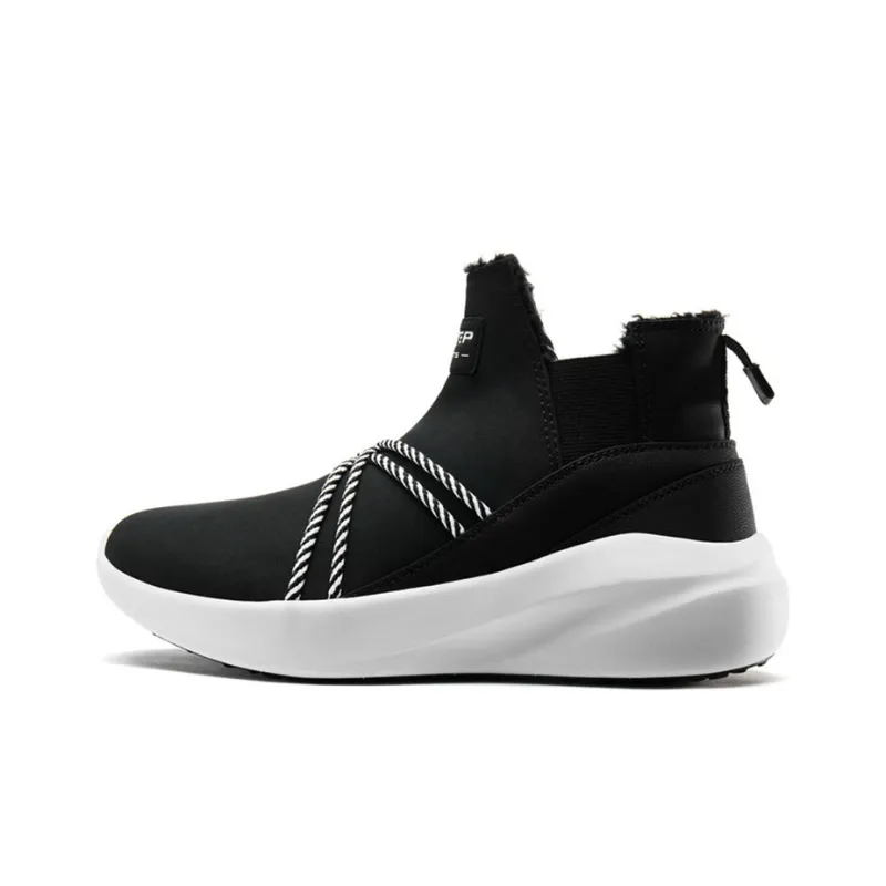 XTEP Coverage Warm Slip Resistant High Top Skateboard Shoes Women's Black-0