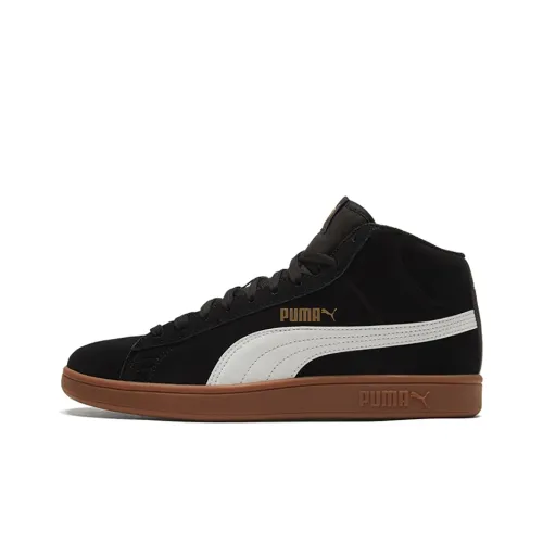 PUMA Smash V2 Skateboard Shoes Unisex High-Top Black/White/Brown/Gold