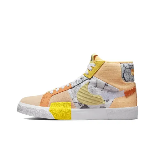 Nike Blazer Skateboard Shoes Unisex Mid-Top Pink/Yellow