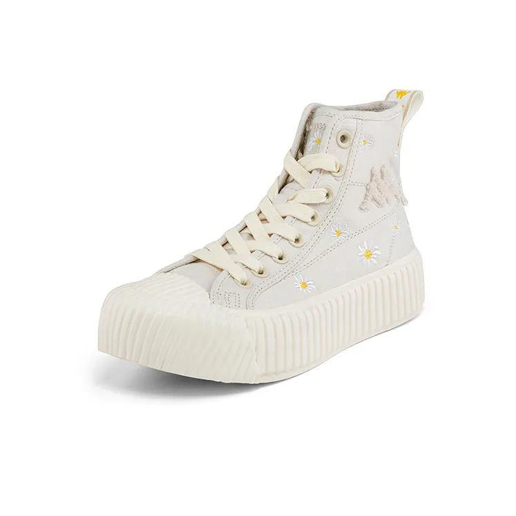 Kappa Label String Coverage Anti-Slip And Wear-Resistant High-Top Skateboard Shoes Women's Moon Gray-2