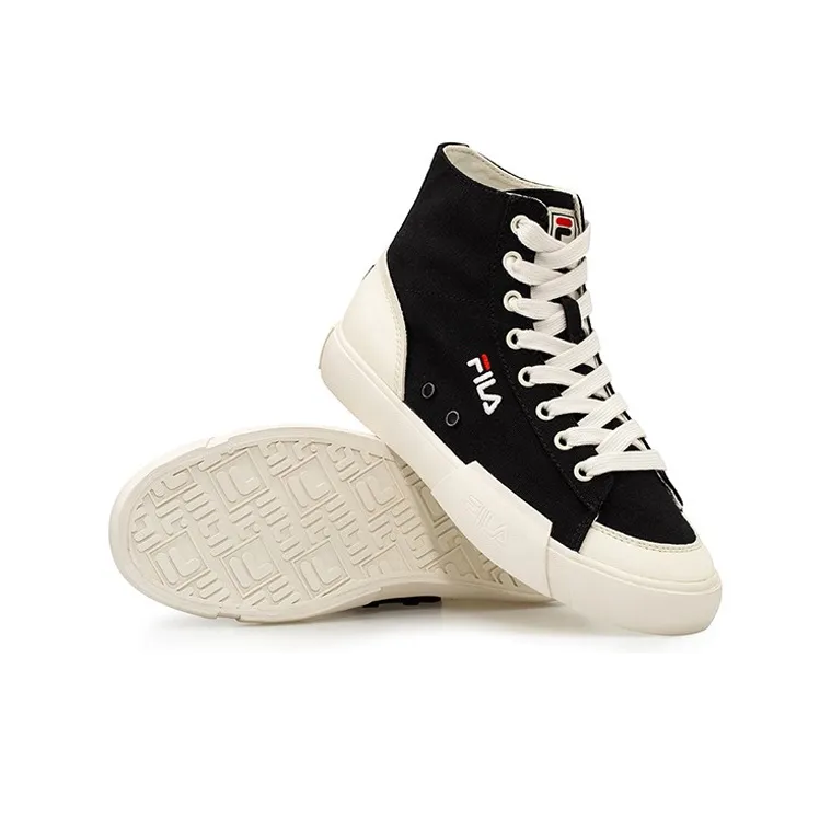 FILA FUSION Fila Block High Top Canvas Shoes Black/White Women's-3