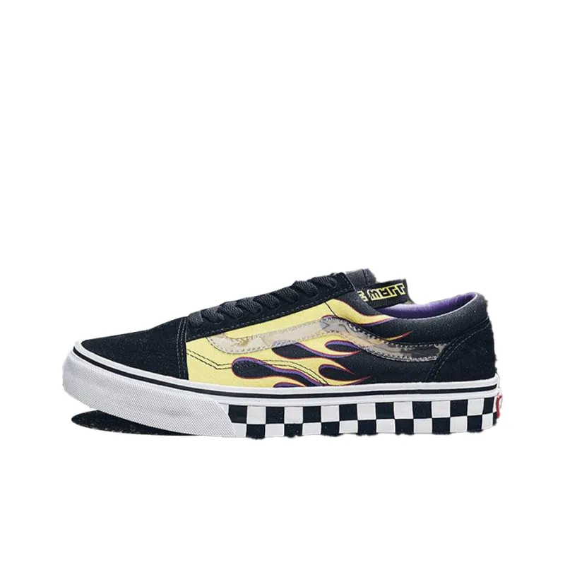 Vans Old Skool High Mi Durable Lightweight Cushioning Low-Top Skateboard Shoes Unisex Black Yellow-0