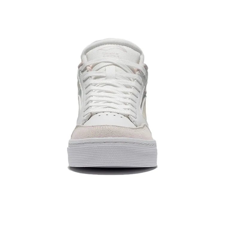 LiNing Wave 180 Anti-Slip And Wear-Resistant Lightweight Mid-Top Skateboard Shoes Women's Champagne White-4