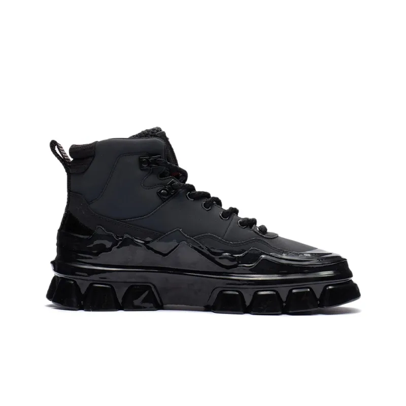 LiNing CF Tracing Majestic Anti Slip Wear Resistant High Top Skateboard Shoes Unisex Black-1