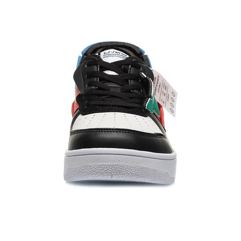 LiNing CF De Sequencing Slip Resistant, Abrasion Resistant, Breathable Low Top Casual Skateboard Shoes Black Blue Red-3