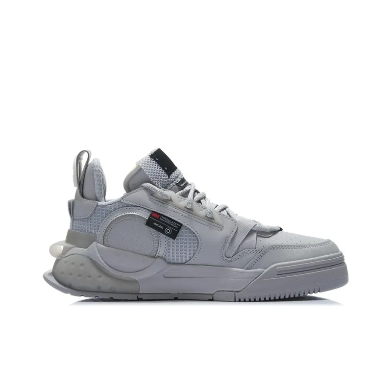 LiNing Enlightenment Anti Slip Wear Resistant Low Top Skateboard Shoes Men's Microcrystalline Gray-1