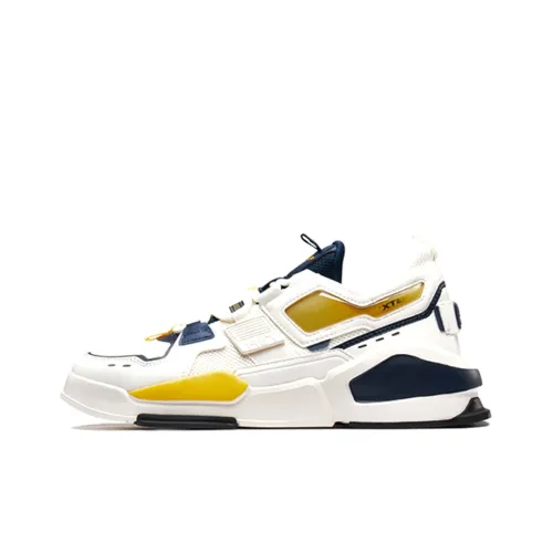 XTEP Skateboard Shoes Men Low-Top Beige/Blue Yellow