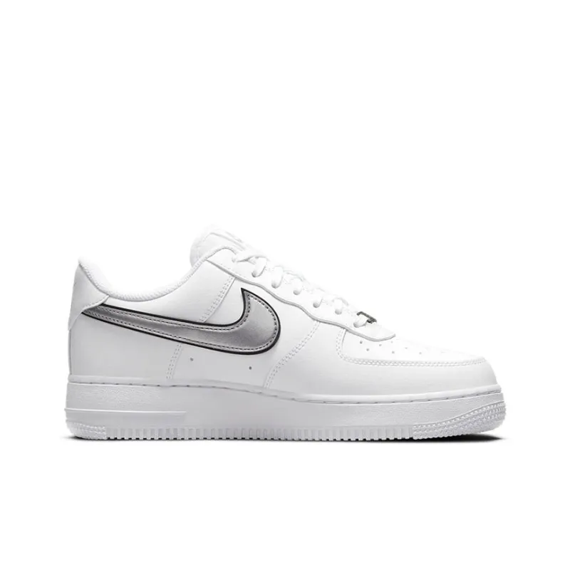 Nike Air Force 1 Low '07 Essential White Metallic Silver Black Women's-1