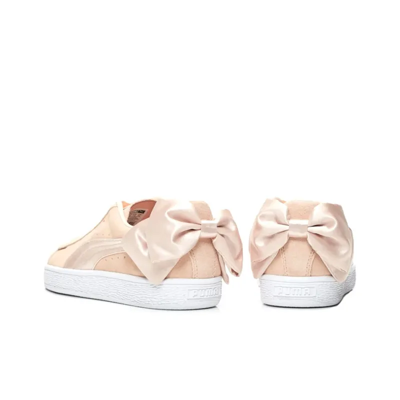 PUMA Suede Bow Wear-resistant And Lightweight Low-Top Skateboard Shoes Women's Creamy Tan-2