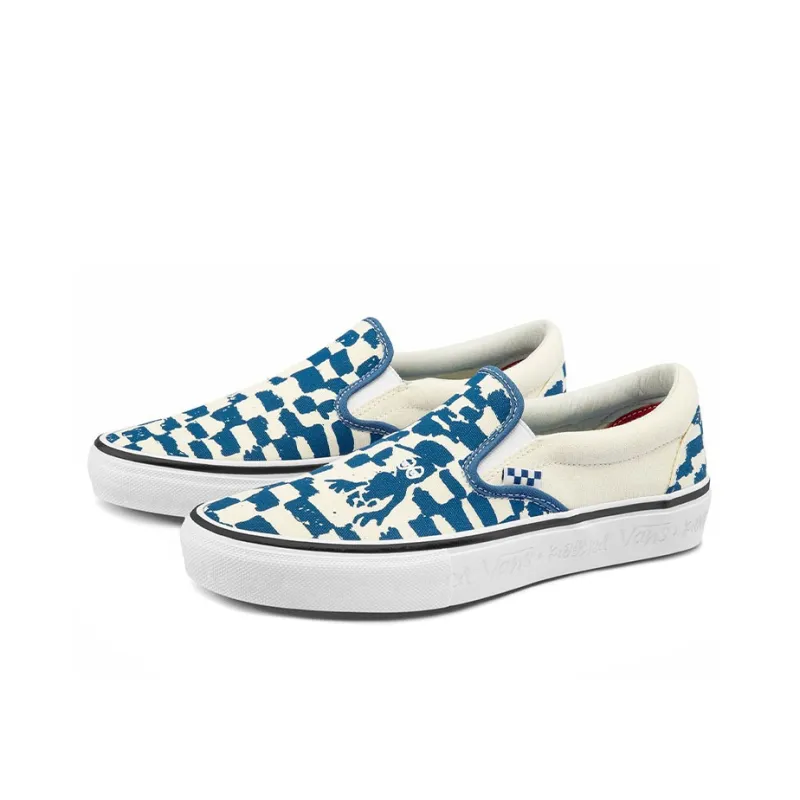 Slip On Krooked X Skate Vans 'Natas For Ray Barbee Blue Checkerboard'-1
