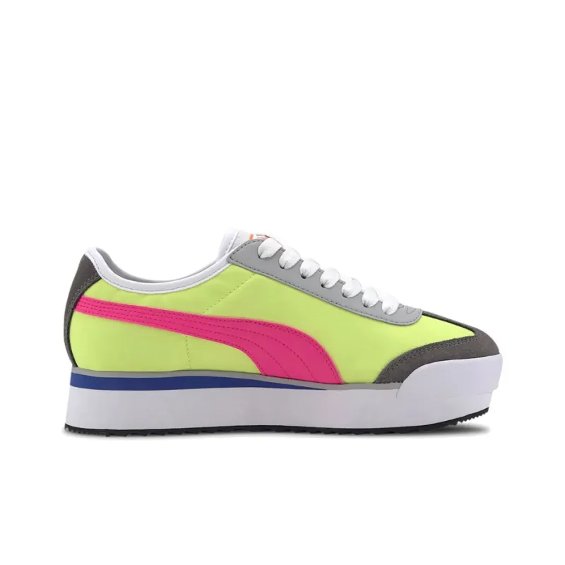 PUMA Roma Amor Logo Slip Resistant Low Top Skateboard Shoes Women's Yellow Pink-1