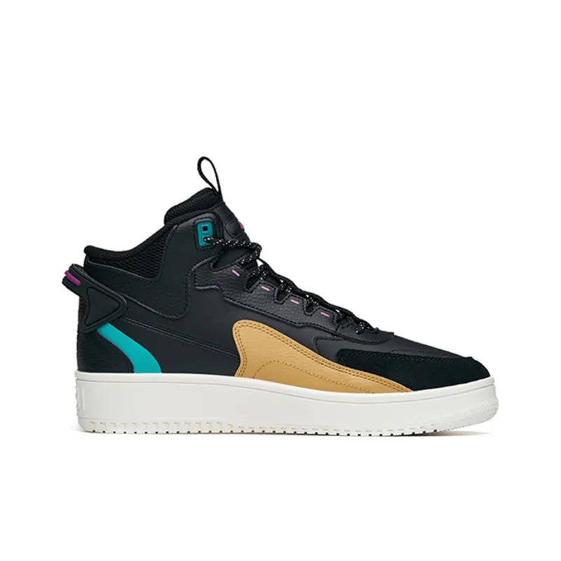 Anta Wrapping Anti-Slip Shock-Absorbing And Wear-Resistant High-Top Skateboard Shoes Men's Black Green Yellow-1