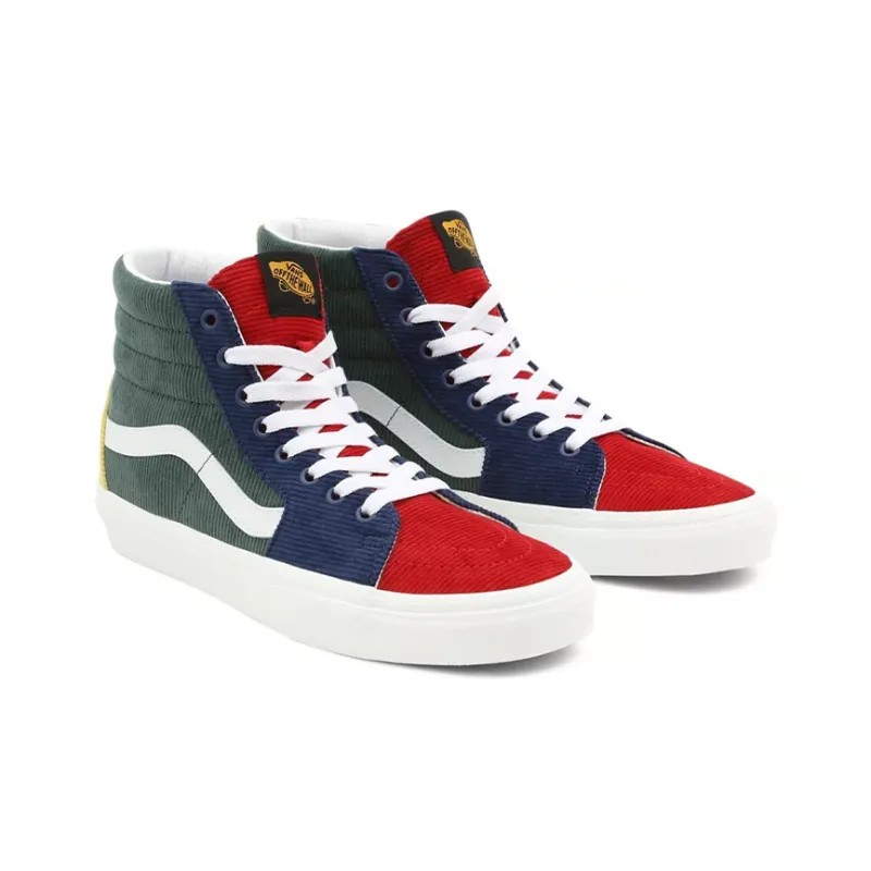 Vans Unisex Mixed Corduroy SK8 HI High Top Sneakers Green/Blue/Red-2