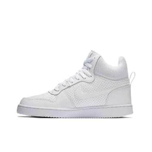 Nike Court Borough Skateboard Shoes Women's Mid-Top Pure White