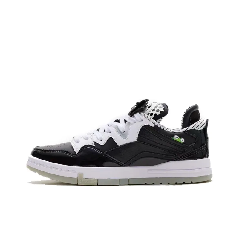 Disney LiNing Wei Wu PRO Lightweight And Wear resistant Low Top Skateboard Shoes Men's Black White-1