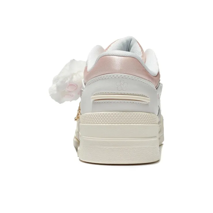 LiNing 001 BTC Slip Resistant, Abrasion Resistant, Lightweight Low Top Skateboard Shoes Women's White Pink-5