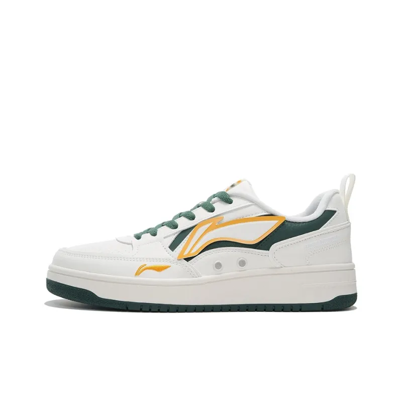 LiNing Sports Life Collection Coverage Thermal Slip Resistant Low Top Skateboard Shoes Men's White Green-0