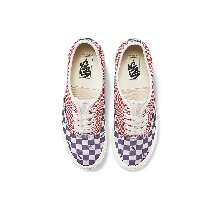 Vans Authentic Logo Check Violet Indigo Racing Red-2