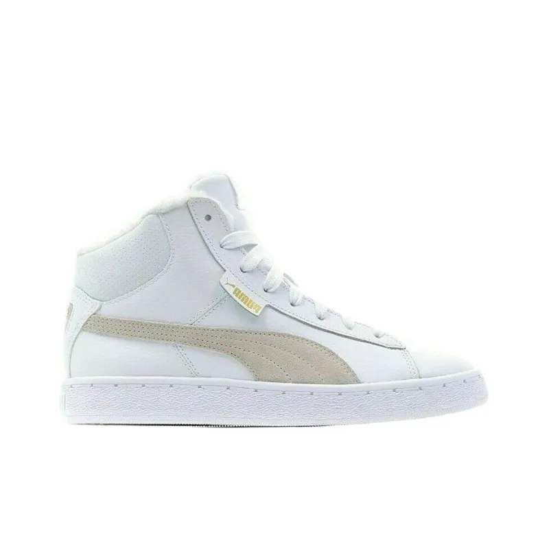 PUMA Mid Leather Fur Lined Cozy Stay Warm Mid Top Casual Skate Shoes Unisex White Fleece Lined-1