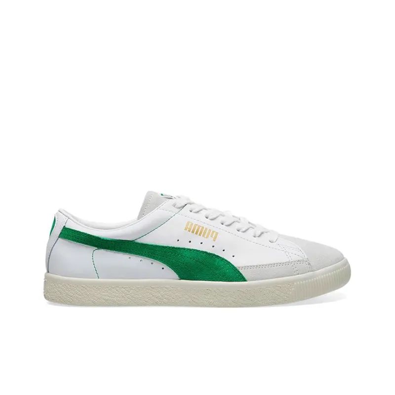 PUMA Basket Coverage Wear-Resistance Balance Low-Top Skateboard Shoes Men's White Green-1