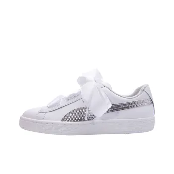 PUMA Basket Heart Coated Glam Jr 'Silver White' Women's