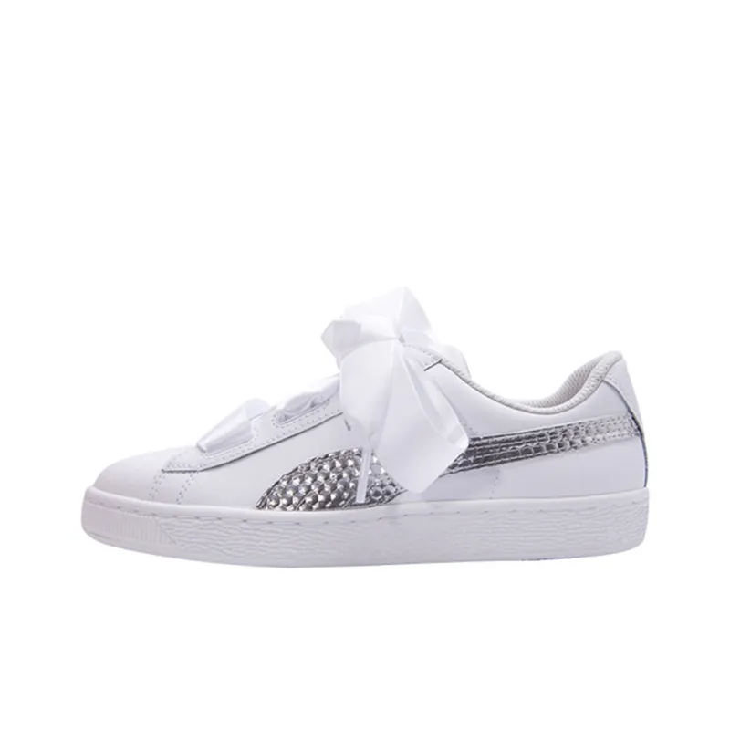 PUMA Basket Heart Coated Glam Jr 'Silver White' Women's-0