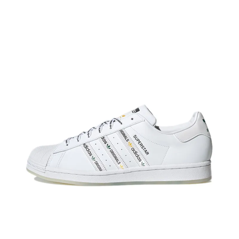 Superstar Adidas Originals 'Logo Stripes White Bright Green'-0