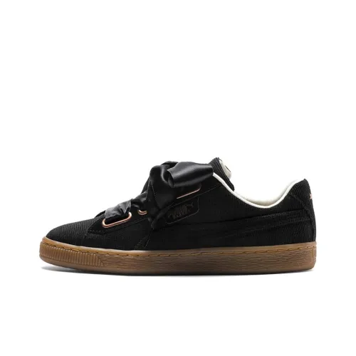 PUMA Basket Heart Skateboard Shoes Women's Low-Top Black/Brown