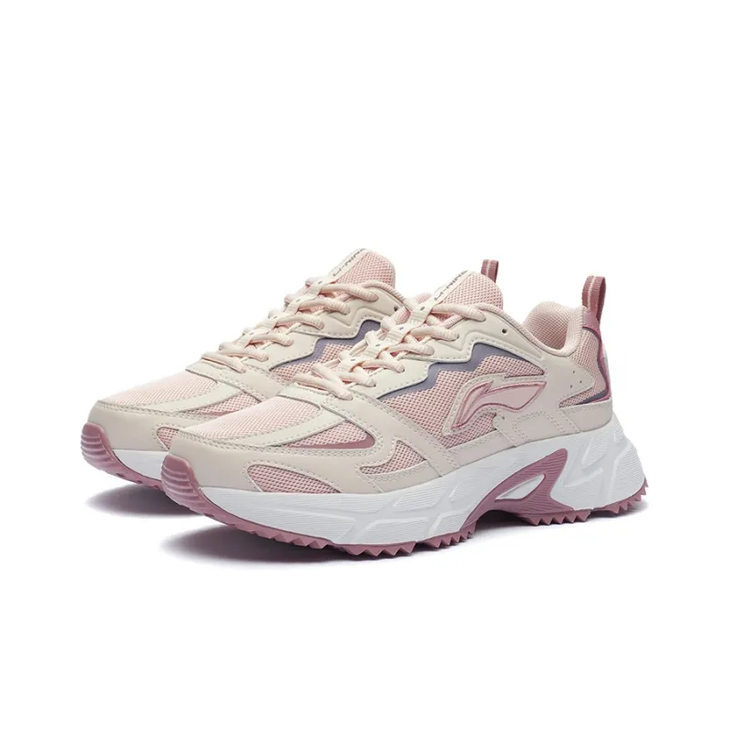 LiNing Coverage Thermal Slip Resistant Low Top Skateboard Shoes Women's Light Gray Pink-2