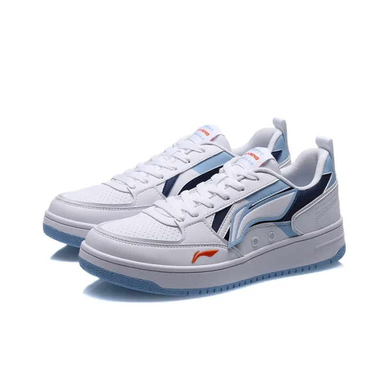 LiNing Haichuan Slip Resistant Cushioning Abrasion Resistant Lightweight Low Top Skateboard Shoes Men's White Blue-2