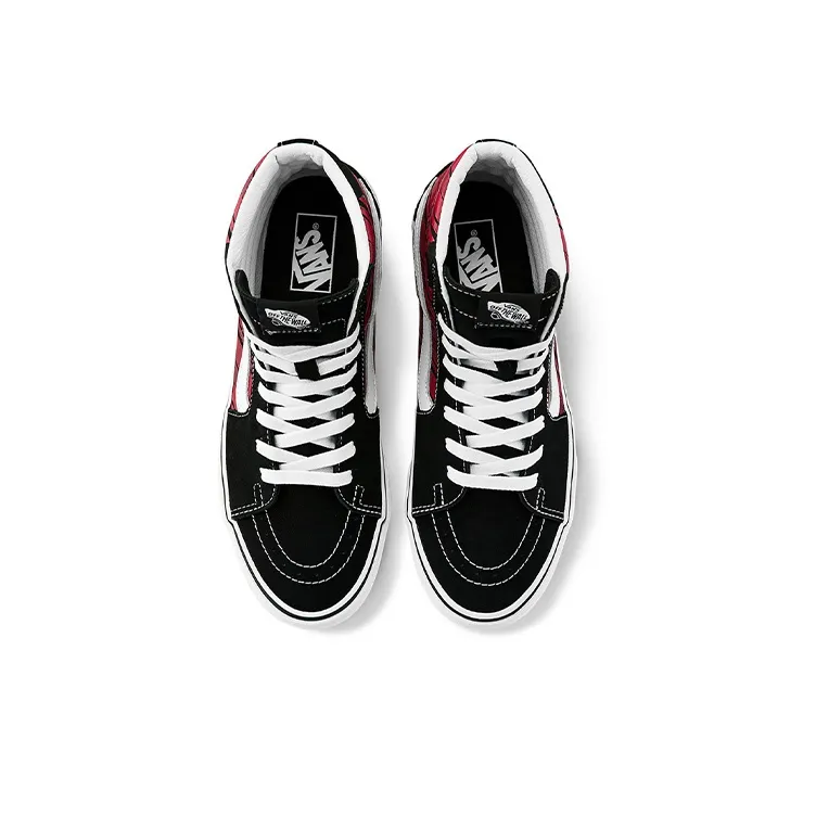 Vans SK8 Hi Retro Casual Skate Shoes Unisex Black Red-3