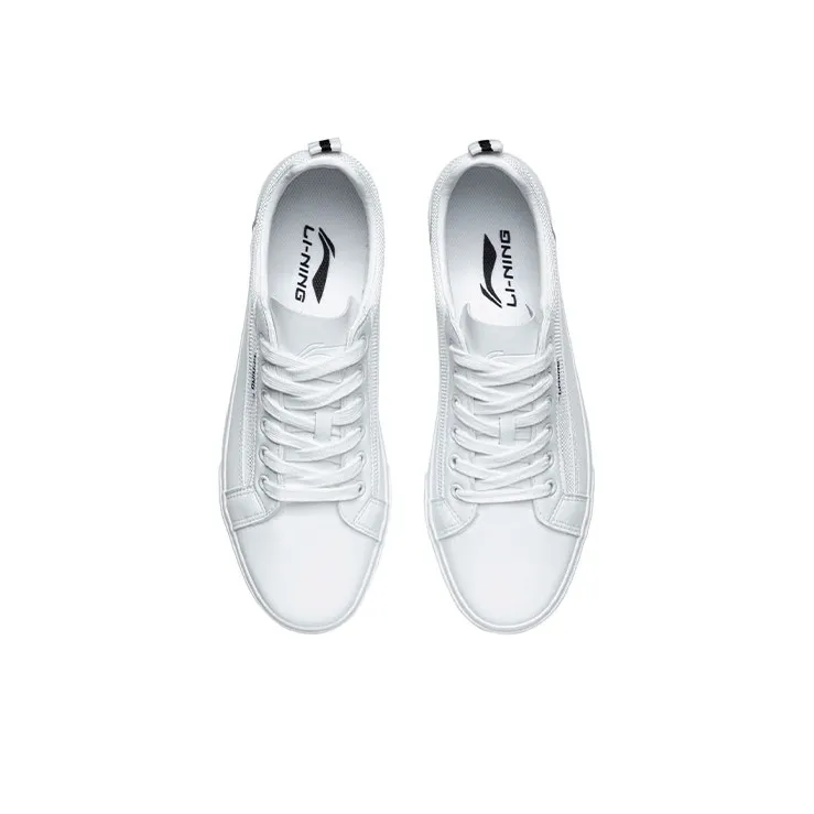 LiNing Durable Breathable Low Top Skateboard Shoes Men's Standard White-3