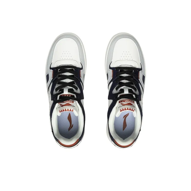 LiNing Slip Resistant Shock Absorbers With Abrasion Resistant Properties Low Top Skateboard Shoes Men's White Black-3