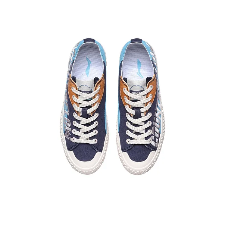 LiNing CF Slip Resistant Cushioning Low Top Skateboard Shoes Women's Blue-3