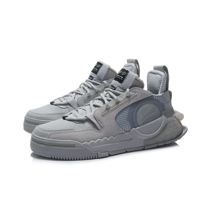 LiNing Enlightenment Anti Slip Wear Resistant Low Top Skateboard Shoes Men's Microcrystalline Gray-2