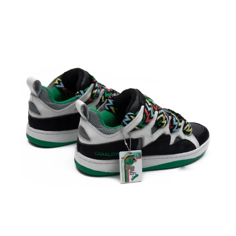 CANALSTREET x Kappa Collaboration Puffy Shoes Low Top Skateboard Shoes Unisex Black White Green-2