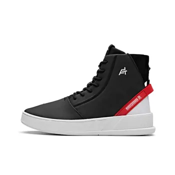 Anta Life Collection Coverage Anti Slip And Wear Resistant Breathable High Top Skateboard Shoes Men's Black White Red