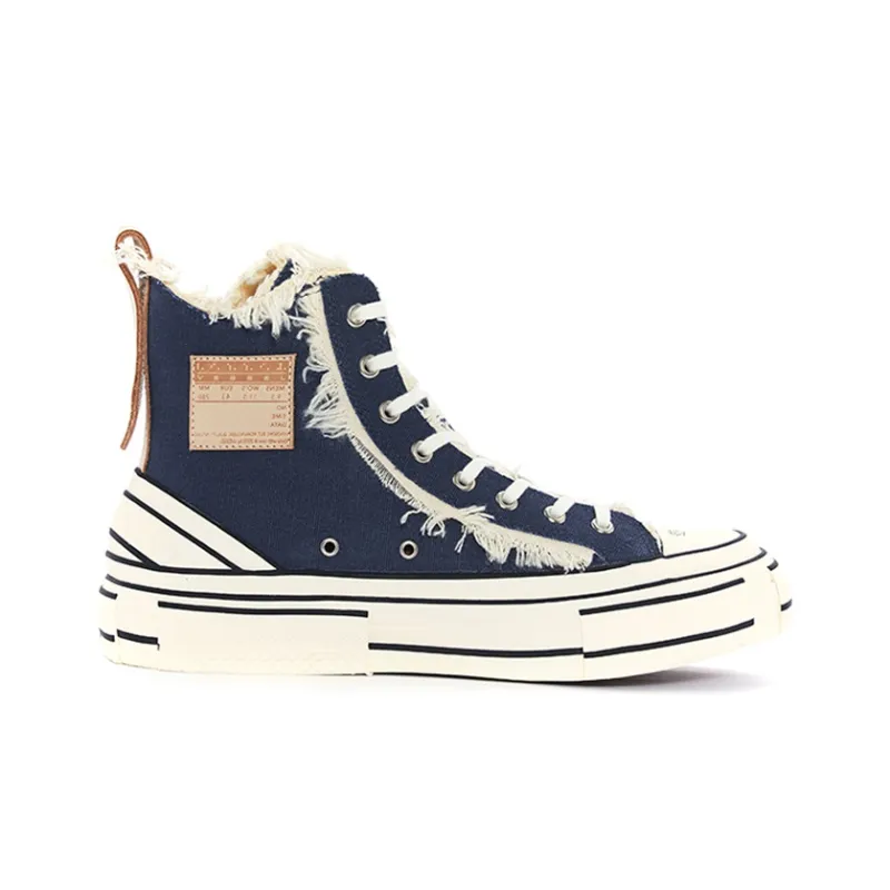 VESSEL Highs Navy Anti Slip Wear Resistant High Top Skateboard Shoes Unisex Blue White-1