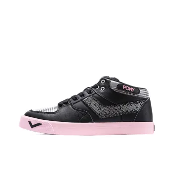 Pony Atop Skateboard Shoes Women's Low Top Black/Pink Red